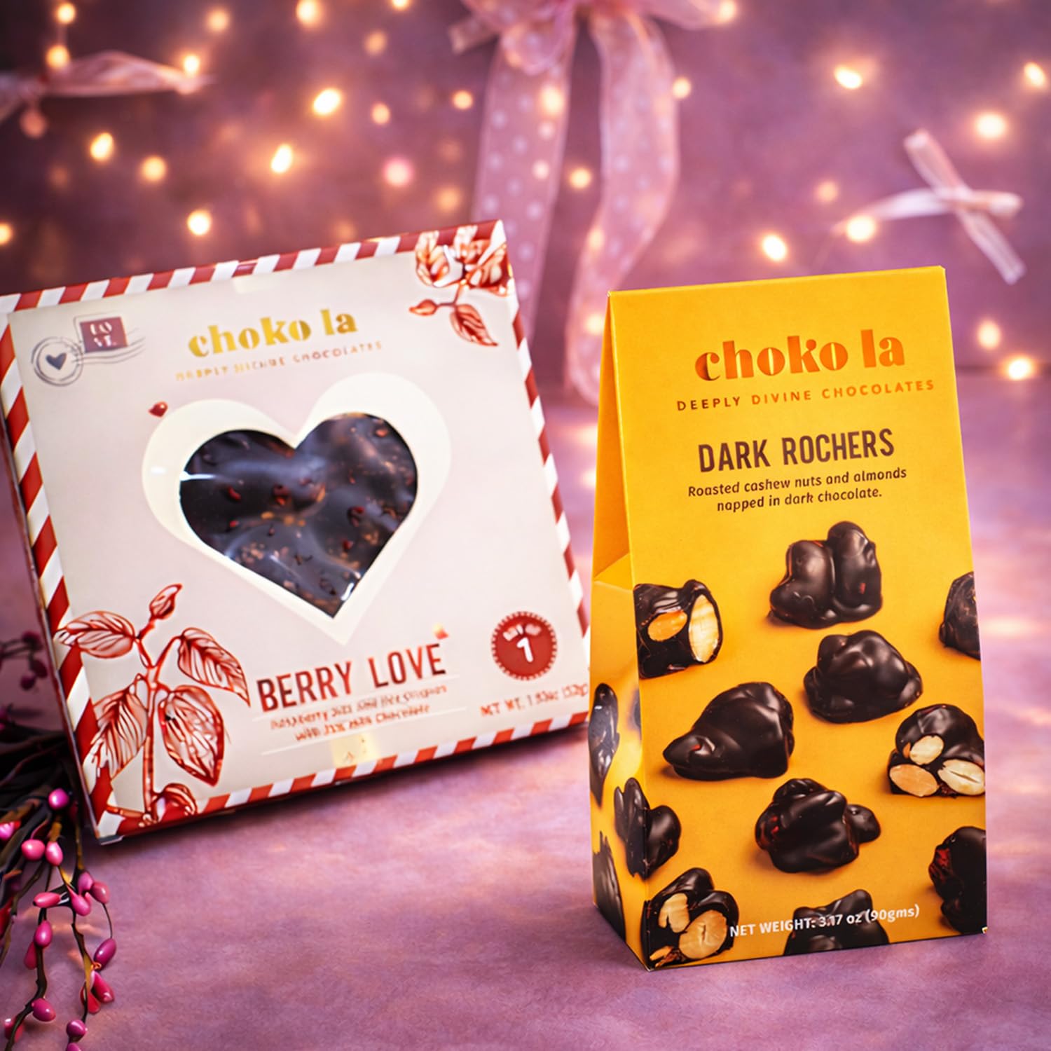 Chokola Dark Rochers and Berry Love Chocolate Gift Combo | Roasted